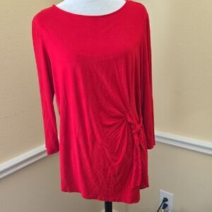 Liz Claiborne Women's Red Top with Side Knot Large